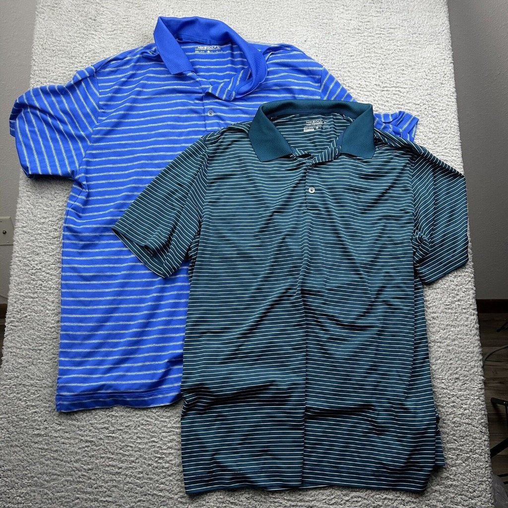 2 Nike Golf Dri Fit Mens Short Sleeve Shirts Size Xl Blue